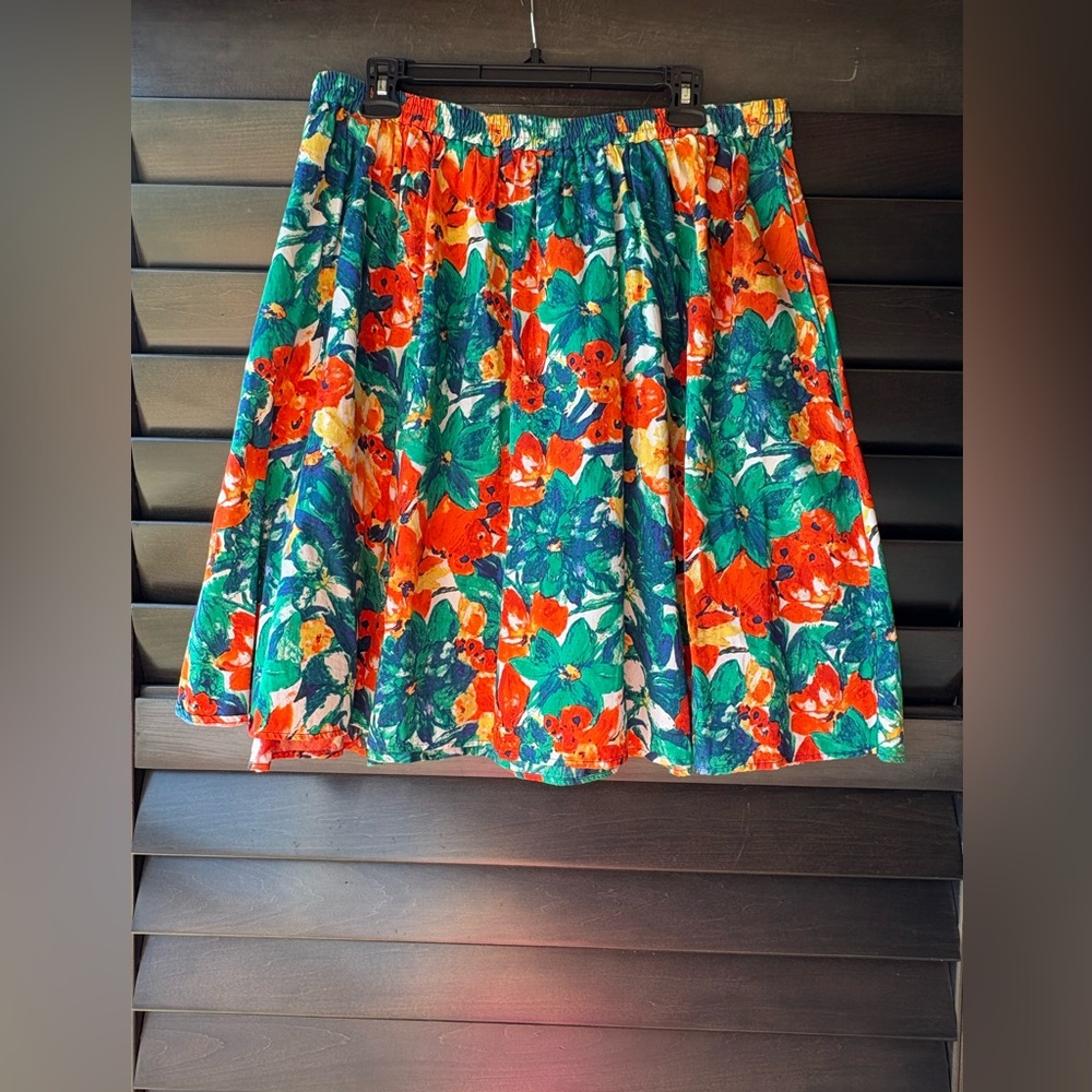 Duro Olowu Large Colorful Floral Skirt 100% Cotton Pockets